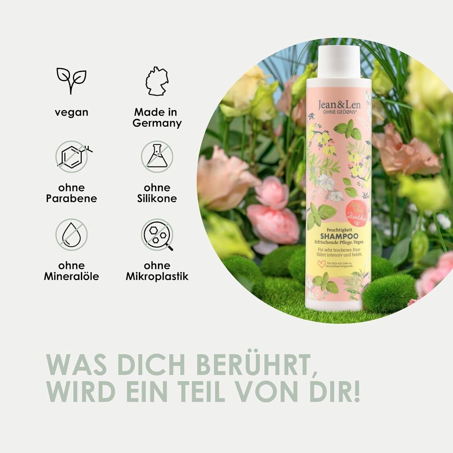 Jean & Len Aloe Vera & Basil moisturizing shampoo, for very dry hair, 300 ml Shower and bath Naty Shop