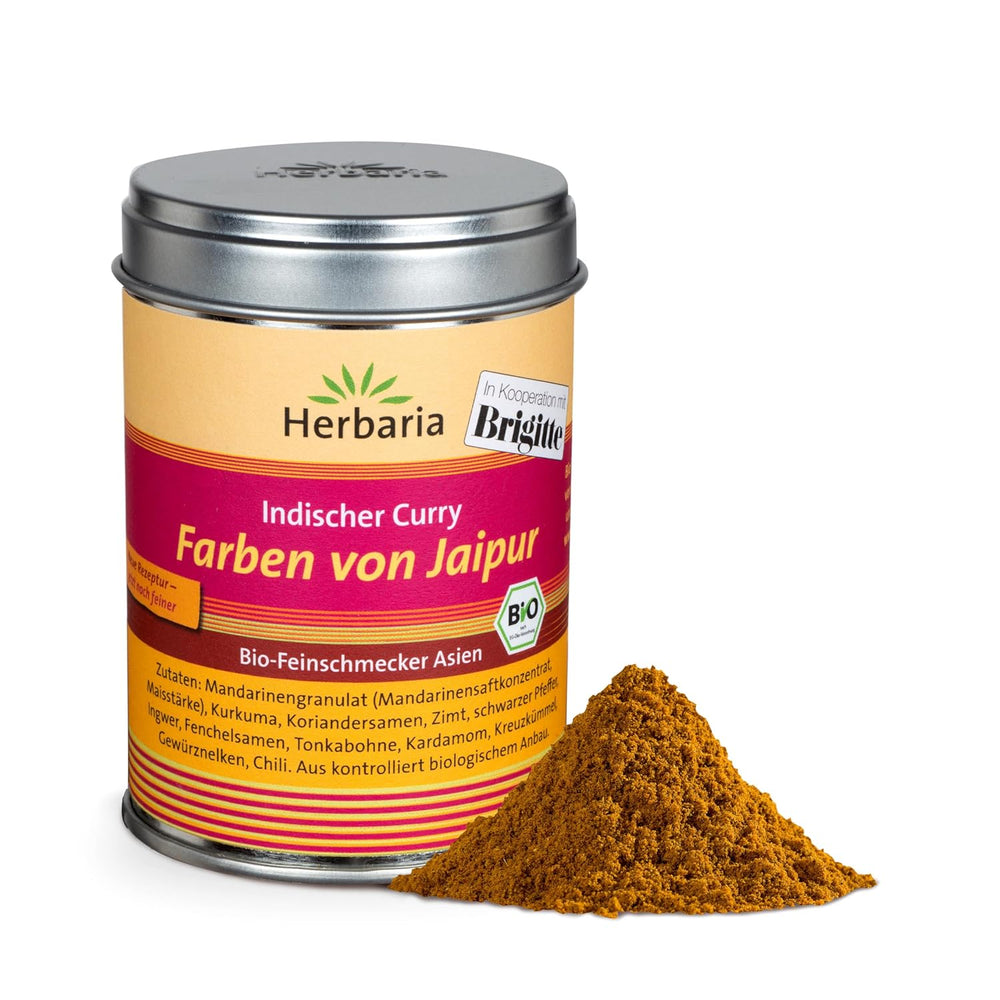 Herbaria Good Old Mild Curry bio 80g M-Dose – Currypulver, Currymischung - Bio-Gewürzmischung für klassische Curry-Spezialitäten z.B. Currywurst - erlesenen Ingredient in nachhaltiger Aromaschutz-Dose