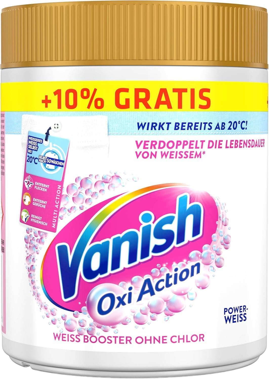 Vanish Oxi Action Powerwhite Powder - 1 X 1.125 Kg - chlorine-free stain remover and laundry improvement powder - for white laundry