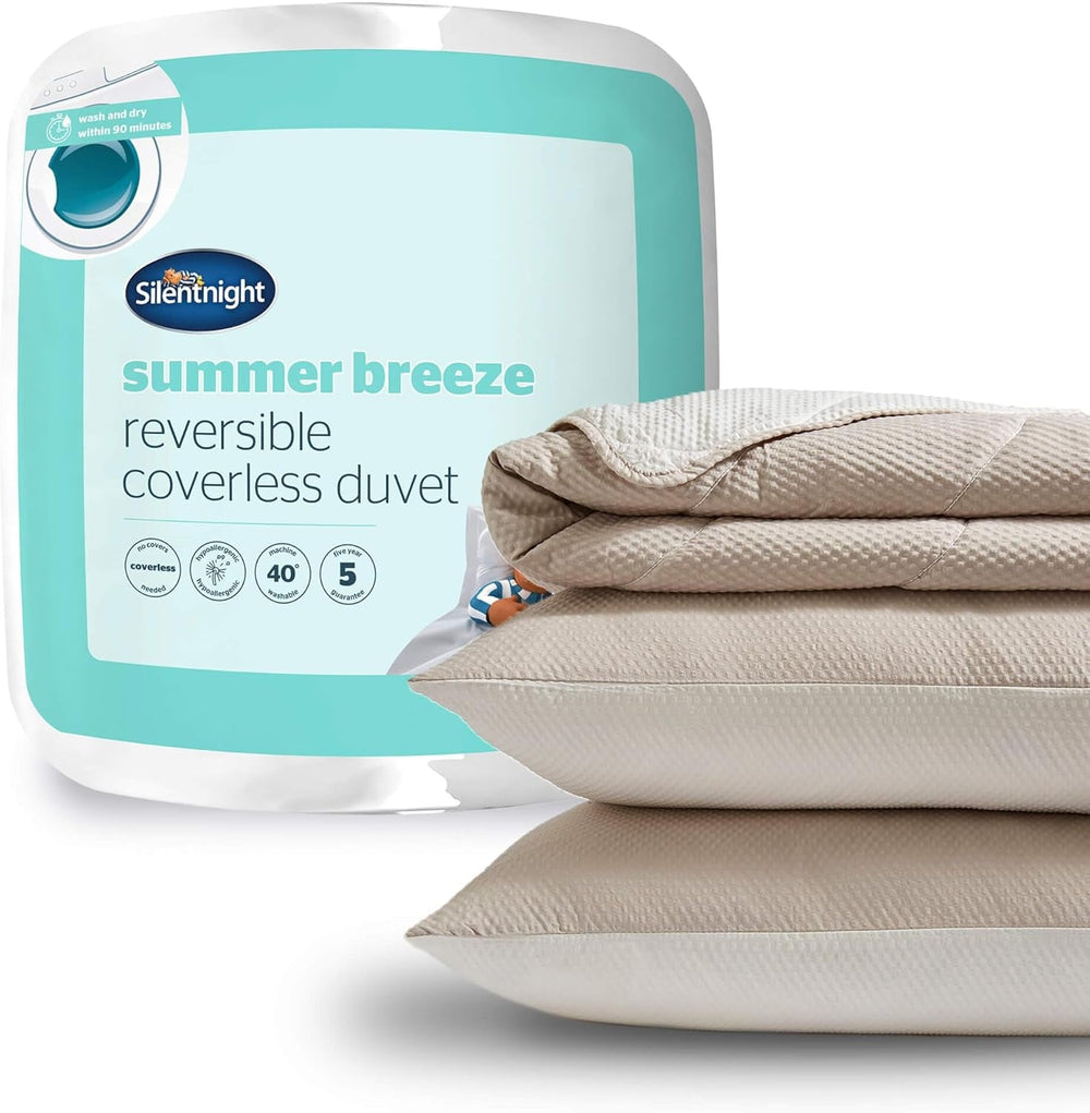Silentnight Summer Breeze Comforter for Single Bed, 2.5 Tog, Lightweight Summer Comforter, Ideal for Warm Nights and Hot Bedrooms, Hypoallergenic and Machine Washable, Single Bed, 200 X 135 Cm Naty Shop Quilts & Quilts No Cover, Cream/Taupe Double Bed