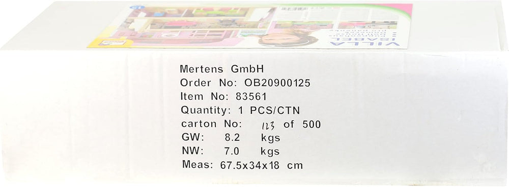 Bino World of Toys Dollhouse with balcony, Toy for toddlers from 3 years old, with 3 floors, stairs, 4 rooms and balcony incl. 15-TLG. Accessories, To promote children's skills, Pink design Naty Shop dollhouses