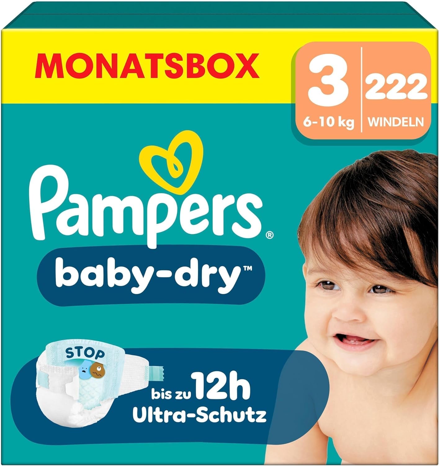 Pampers Baby-Dry Diapers Size 5, 174 Diapers, 11kg - 16kg, Up to 100% Leakage Protection and All Night Comfort