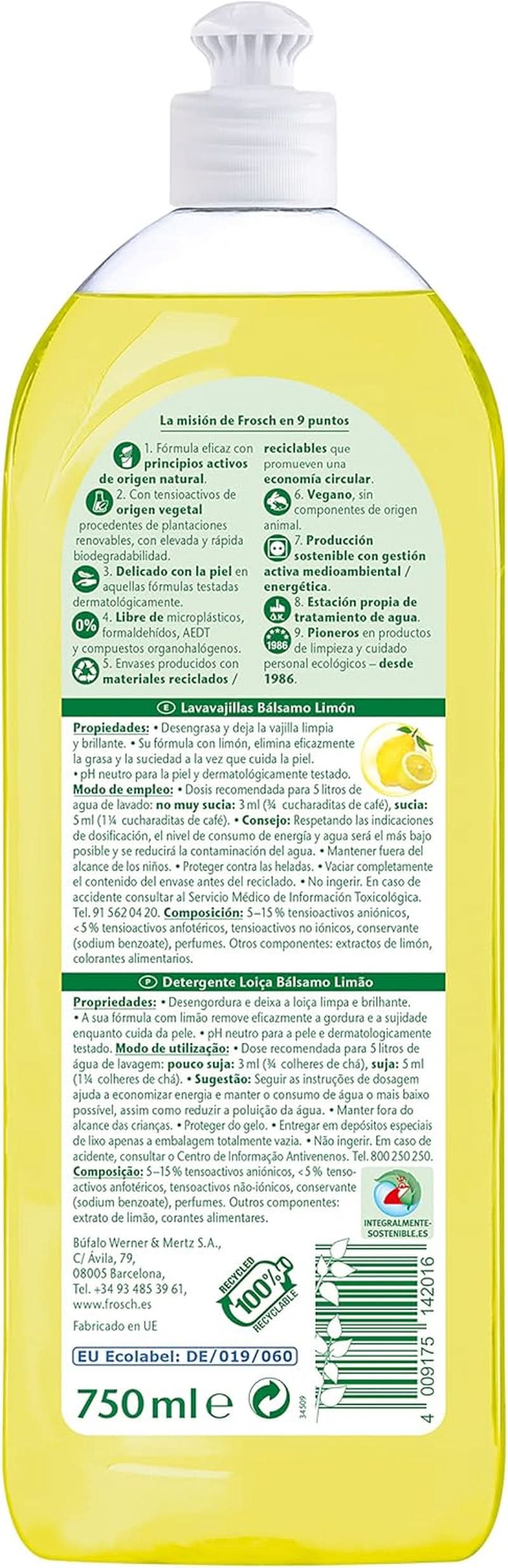Lichid pentru clătirea mâinilor, degresează și protejează pielea, testat dermatologic, 10 x 750 ml Naty Shop