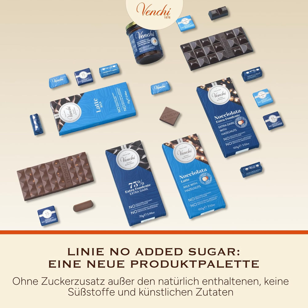 Venchi - Chocolate bars with milk and hazelnuts - 70% sugar - Pralines with PGI Piedmont whole hazelnuts, 1 kg - Gluten free