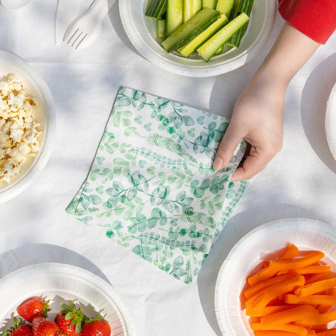 Șervețele de unică folosință Talking Tables Table Kind, șervețele din hârtie moale, frunze verzi, pentru nunți sau uz zilnic, ecologice, compostabile, reciclabile, produse în UE, 2