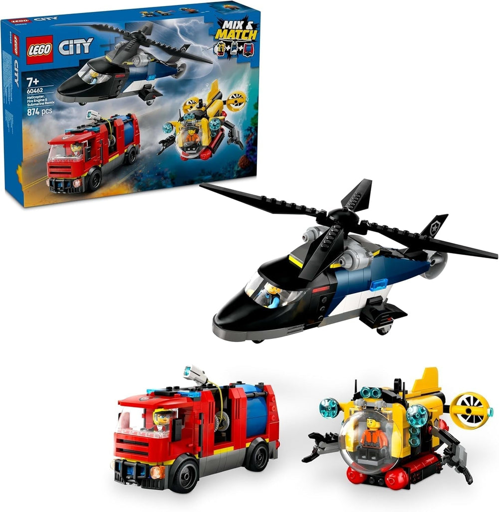 LEGO City helicopter, lion car and submarine combo set and 3 minifigures - buildable toy vehicles for boys and girls from 7 years - birthday and holiday gift 60462 Building sets Besuche den LEGO-Store Default title