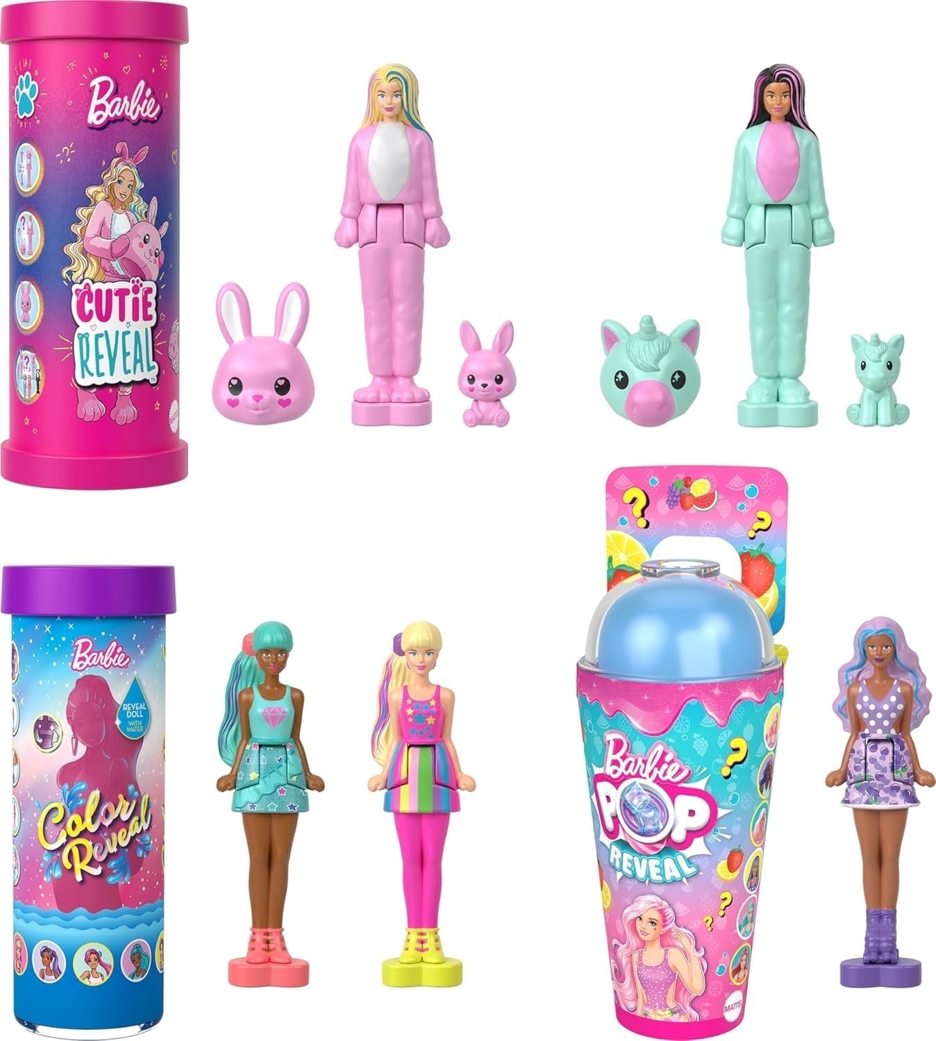 Barbie Mini Barbieland Set de 5 păpuși Fashionistas, Aprox. 3.8cm înălțime Mini păpuși în mâneci de ruj, set de colecție cu surprize (stilurile pot varia), JBD26 Papusi Naty Shop Pachet 2
