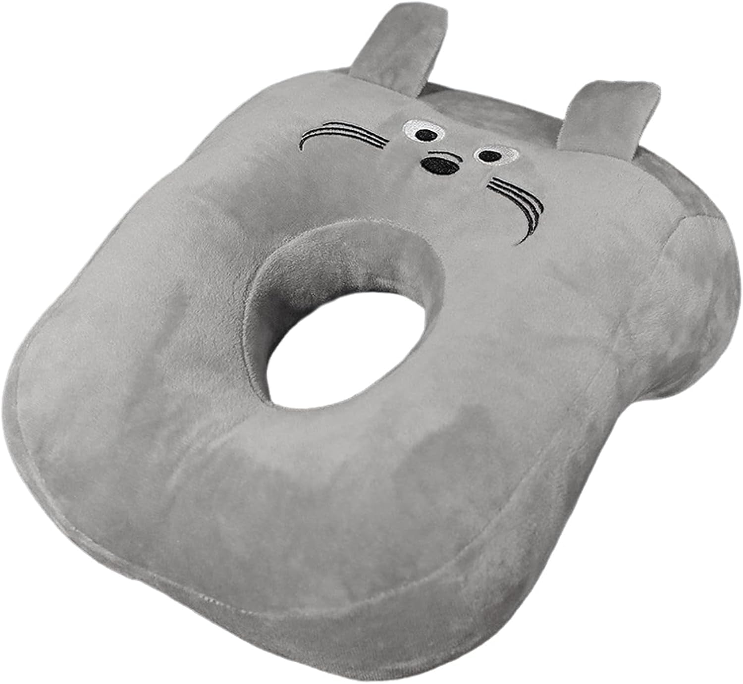 Pernă de somn pentru birou, bumbac de memorie, pernă drăguță cu gaură pentru ureche, pernă de somn moale, pernă pentru urechi pentru dormit lateral pentru femei, fete, copii (pisoi gri) Perne ortopedice cervicale Naty Shop Pisoi gri