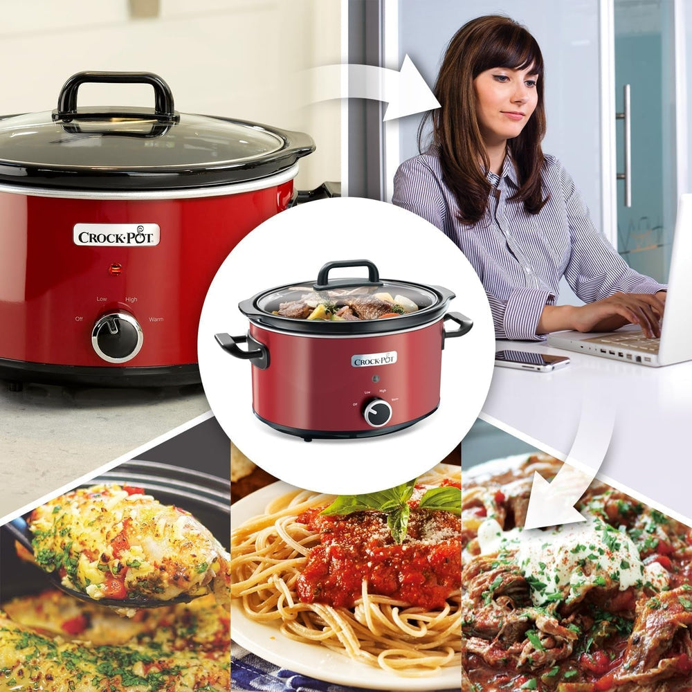 Crock-Pot Slow Cooker, 2 Temperature Settings + Keep Warm Function, 3.5 Liter (3-4 People), Red [SCV400RD] Slow Cooker Naty Shop