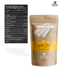 - BIO Ceylon Zimt | Ceylon Zimtpulver aus kontrolliert biologischem Anbau | Zimtpulver fein vermahlen aus ganzen Zimtstangen. Ideal for Muesli, Milchreis, Gebäck uvm. | Contents: 180 g