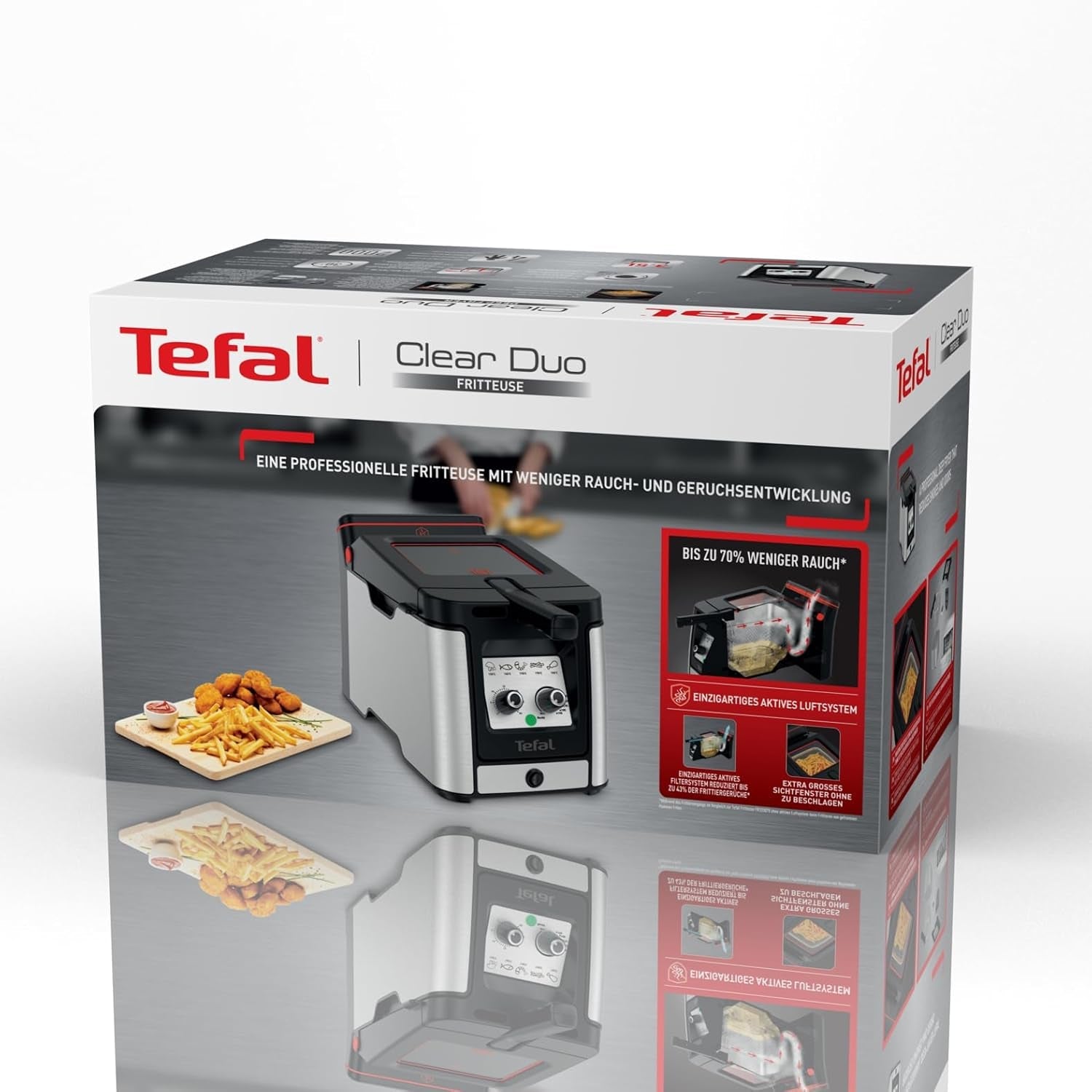 Tefal FR600D Clear Duo Deep Fryer, frying with less smoke and odors, 1.2 kg capacity, thermostat, timer, large viewing window without fog Home Appliances Naty Shop