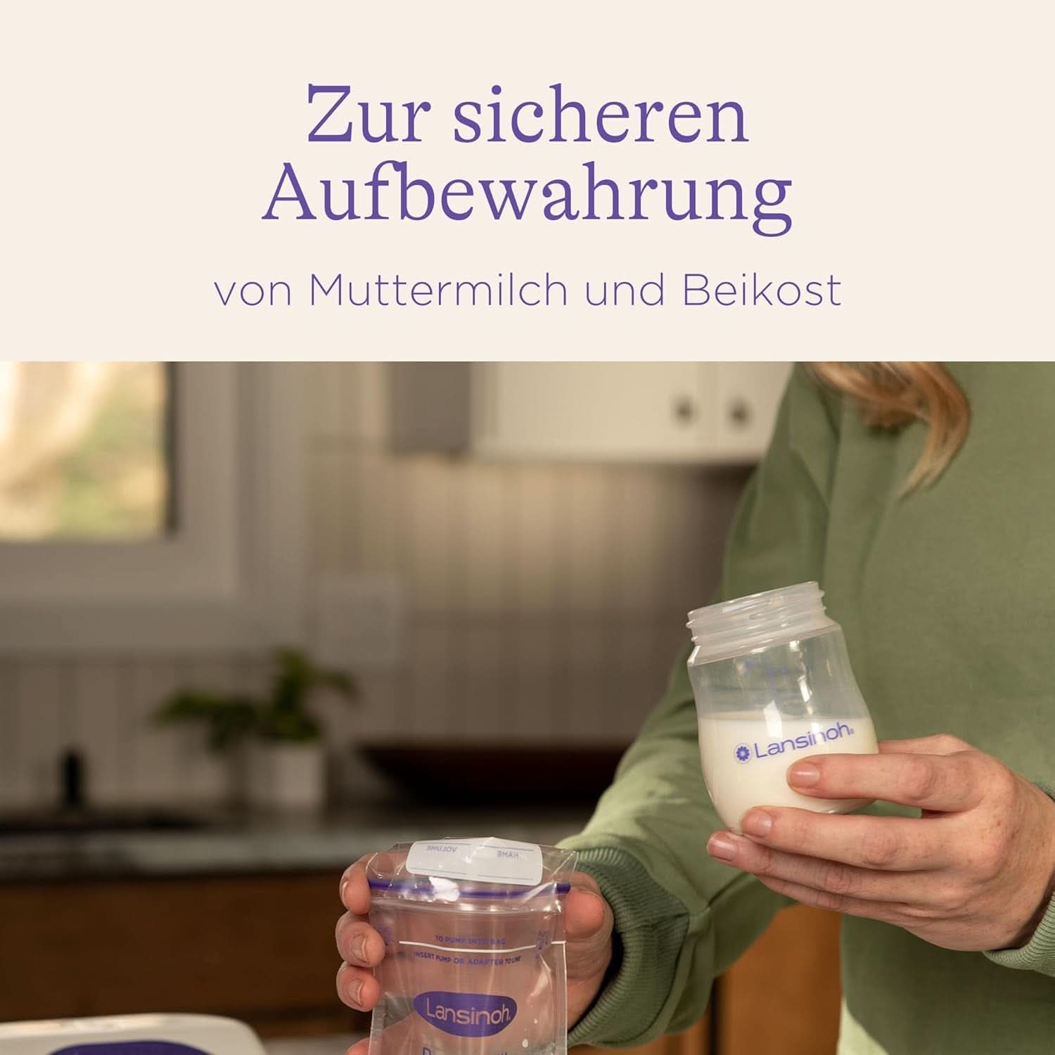 Lansinoh Muttermilchflaschen, 4 X 160 Ml - Zur Sicheren Muttermilch Aufbewahrung - Neues Kompaktes Design Für Verbesserte Stabilität - Mit Stapelbarem Deckel Accesorii Hrana si Alaptare Bebe Naty Shop