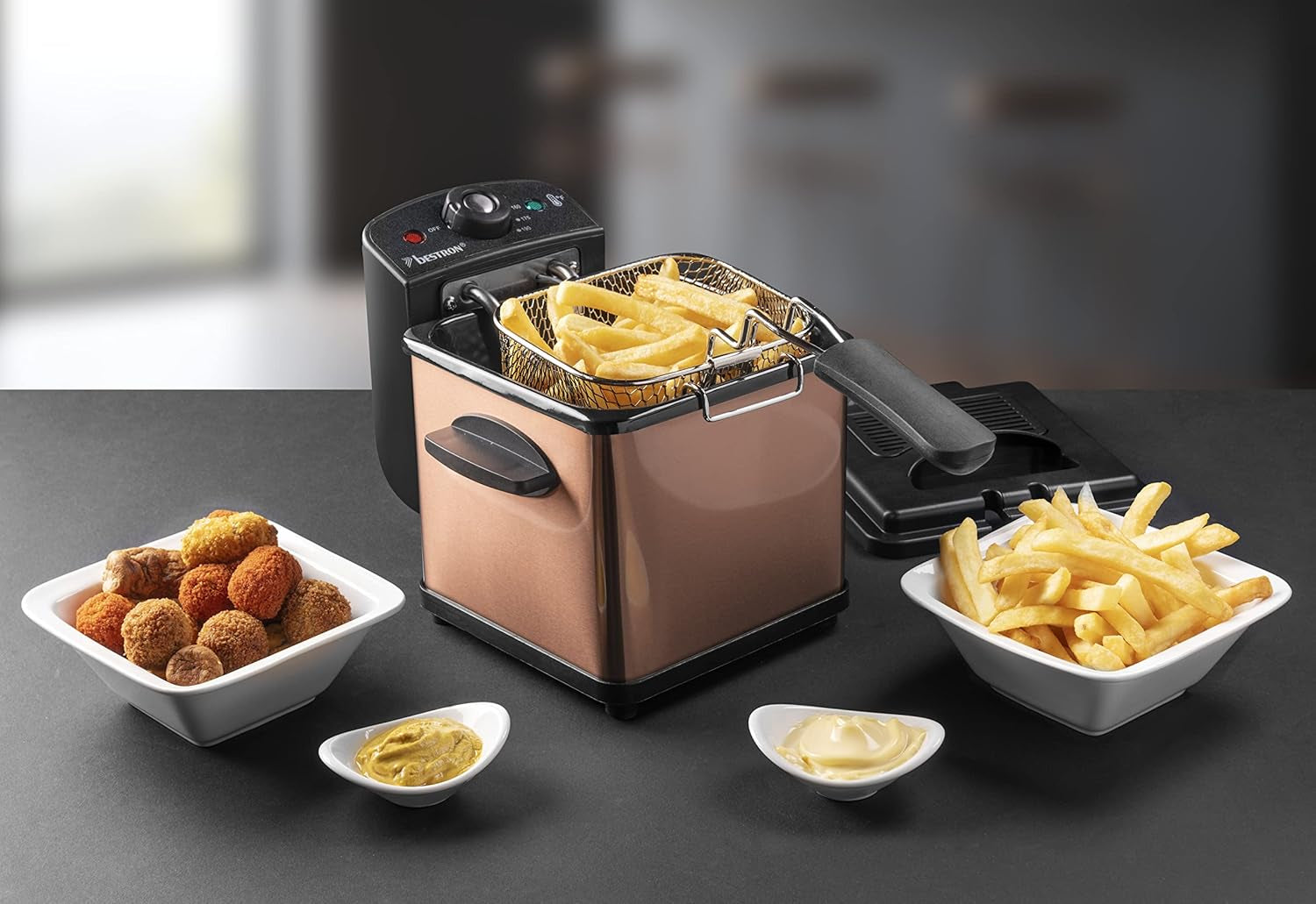 Bestron oil fryer, Mini fryer for 1 portion of fried potatoes, fish or nuggets Appliances Naty Shop
