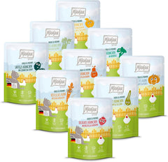 MjAMjAM - Premium Nassfutter für Katzen - Chicks & Friends Box, 9er Pack (9 x 300g), getreidefrei mit extra Fleisch