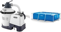 Sistem de filtrare cu nisip Krystal Clear SX925, Capacitate de circulație 2.000 l/h, 26642, Piscină cu cadru dreptunghiular și alb - Piscină supraterană - 300 x 200 x 75 cm, Albastră
