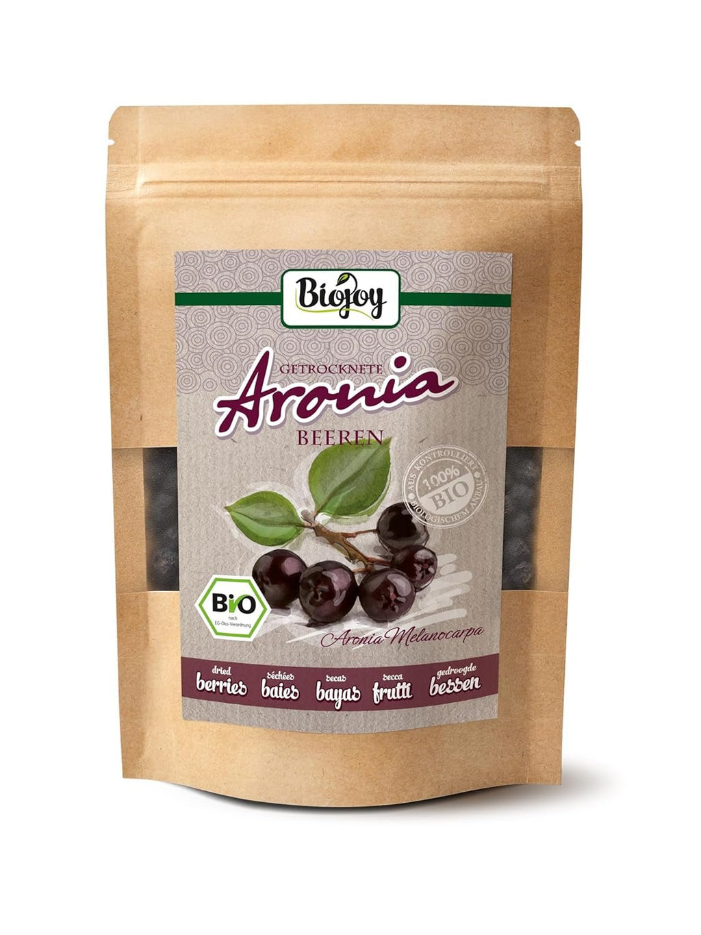 Biojoy fructe de aronia organice (1 kg), uscate și întregi (Aronia melanocarpa) Produse deshidratate Naty Shop 250 G