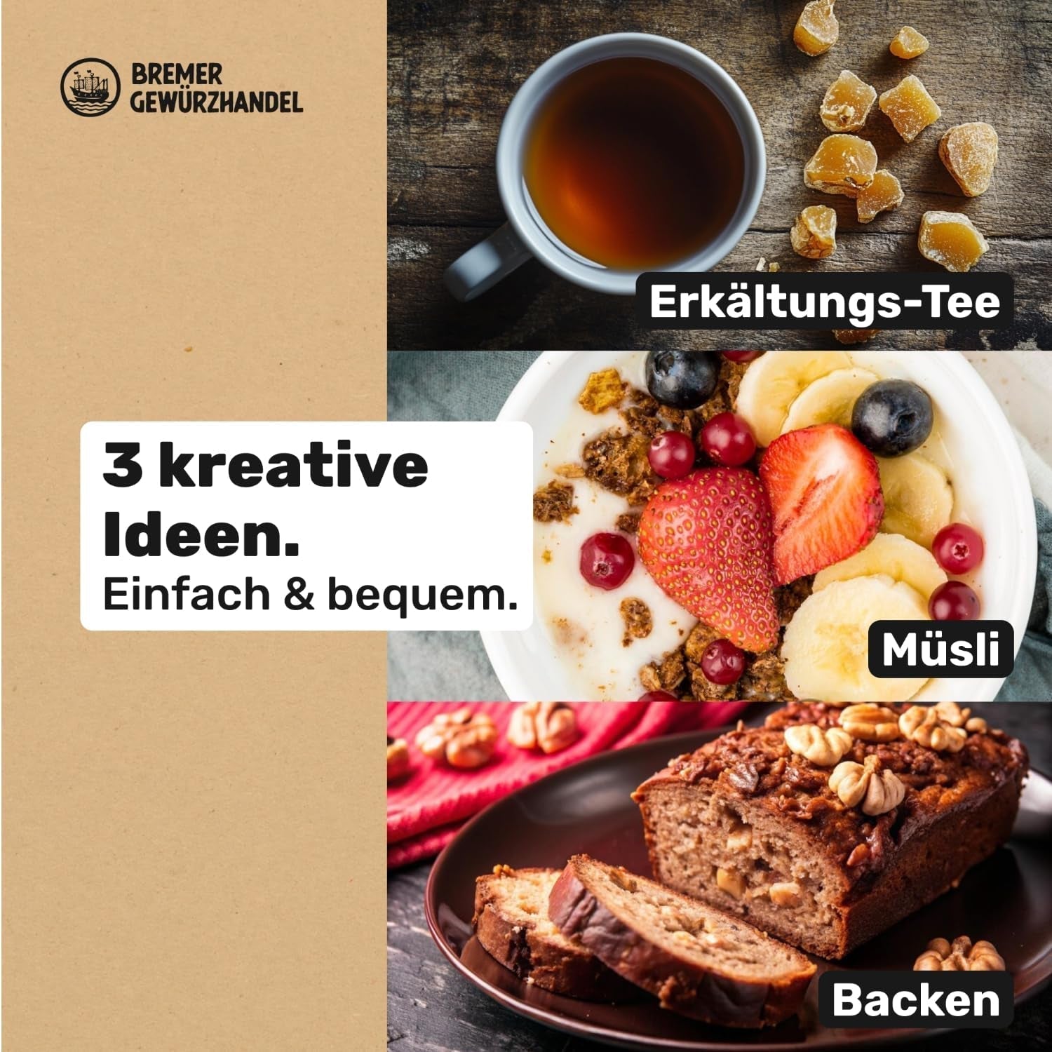 Bremer Gewürzhandel ghimbir, bucăți de fructe uscate condimentate, aromate, picante, nesulfurate, 1kg Produse deshidratate Naty Shop