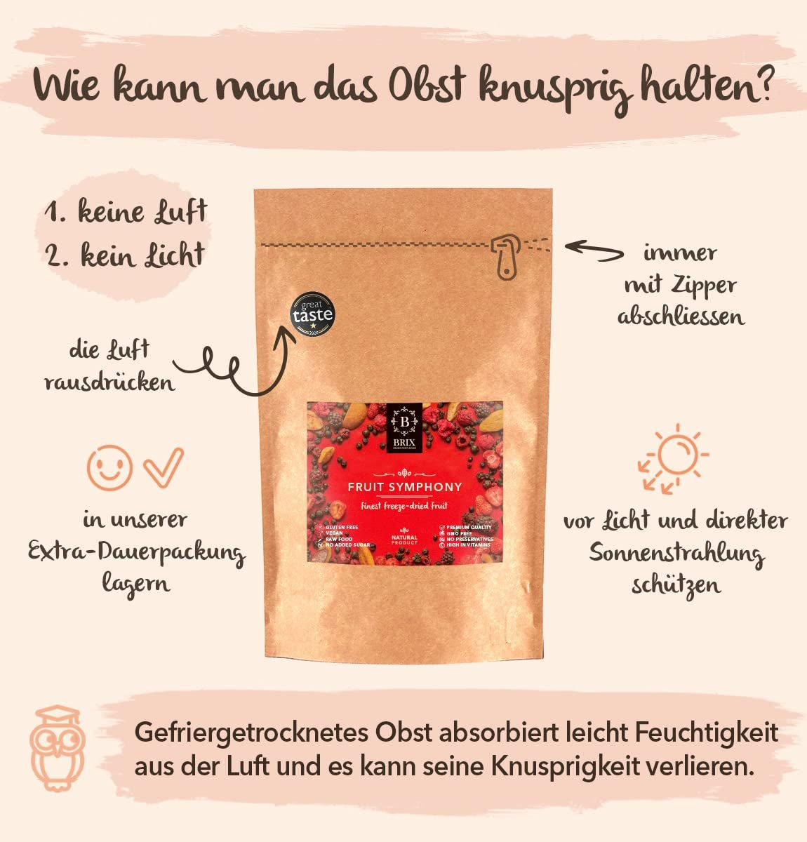 BRIX fructe liofilizate | Amestec natural de fructe uscate 115g | Premiul Great Taste pentru fructe uscate | Fără OMG, fără gluten, vegan, vitamine reținute Produse deshidratate Naty Shop