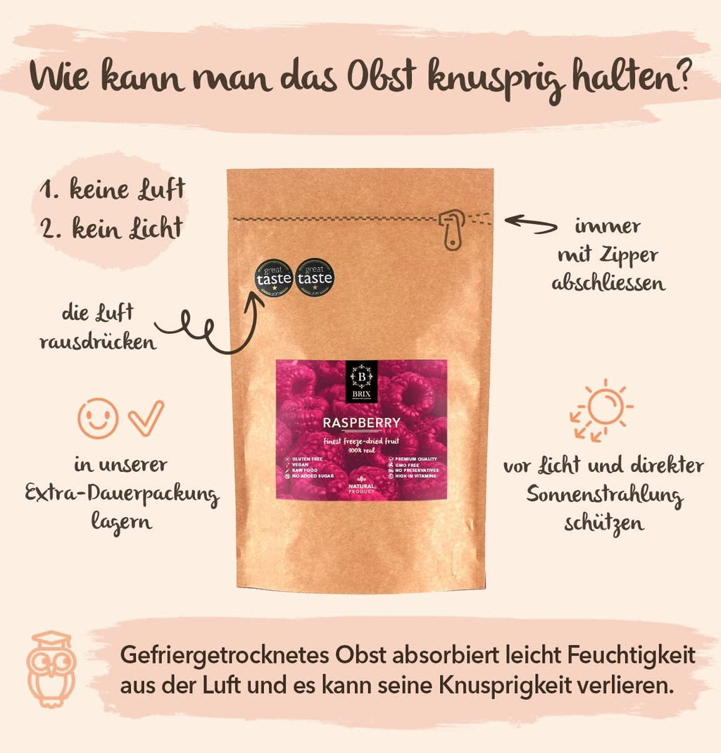 BRIX Zmeură uscată | Zmeură naturală, liofilizată 85 g | Premiul Great Taste pentru fructe uscate | Fără OMG, fără gluten, vegan, vitamine conservate Produse deshidratate Naty Shop