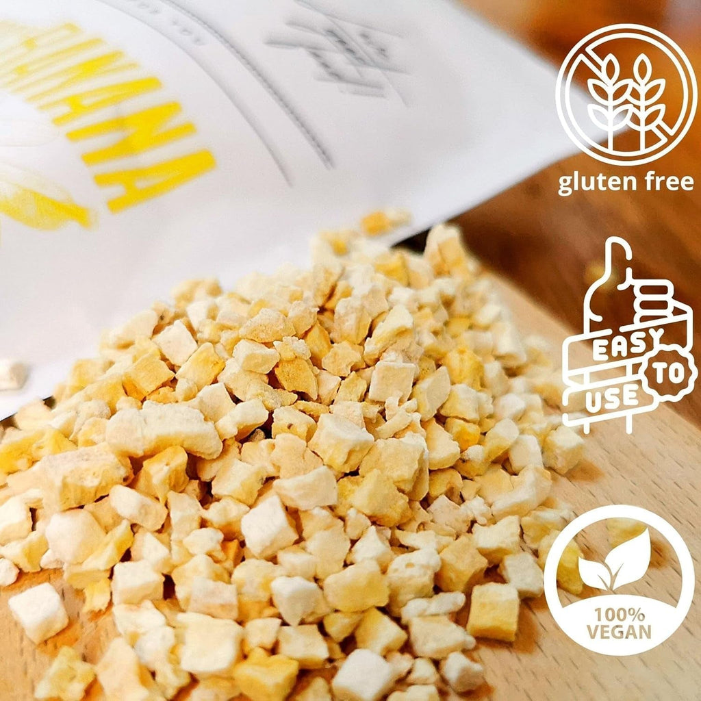 Bucăți de banane liofilizate | Banane uscate fără zahăr | Banane liofilizate | Banane cu fructe uscate | Banane proaspete liofilizate | Bucăți de banane cu fructe liofilizate Produse deshidratate Naty Shop