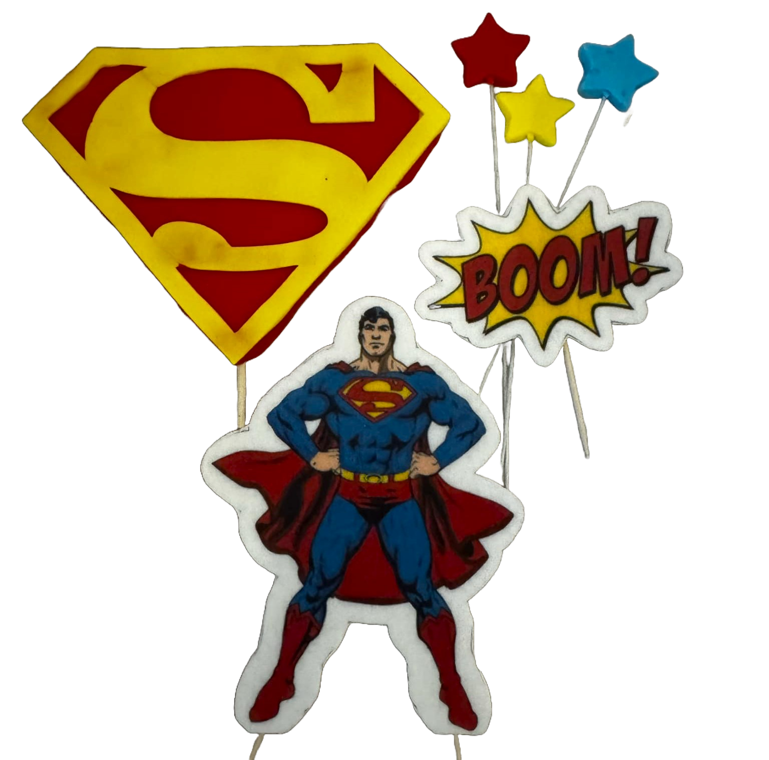Set 6 decoratiuni comestibile din pasta de zahar, Superman Decoratiuni din Pasta de Zahar Naty Shop