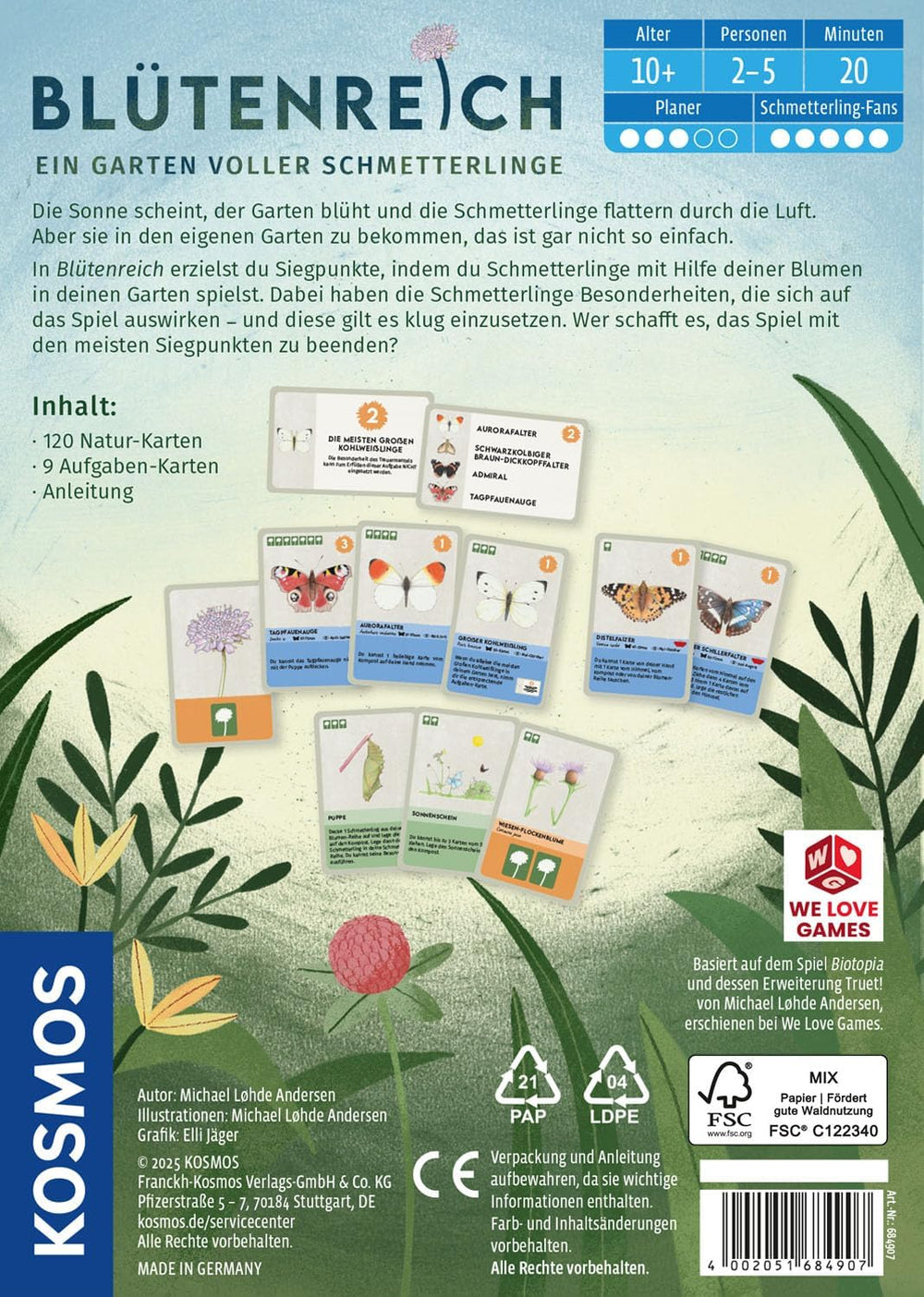 Kosmos 6848907 Kingdom of Flowers - A Garden Full of Butterflies Family Card Game Ages 10+ for 2-5 Players