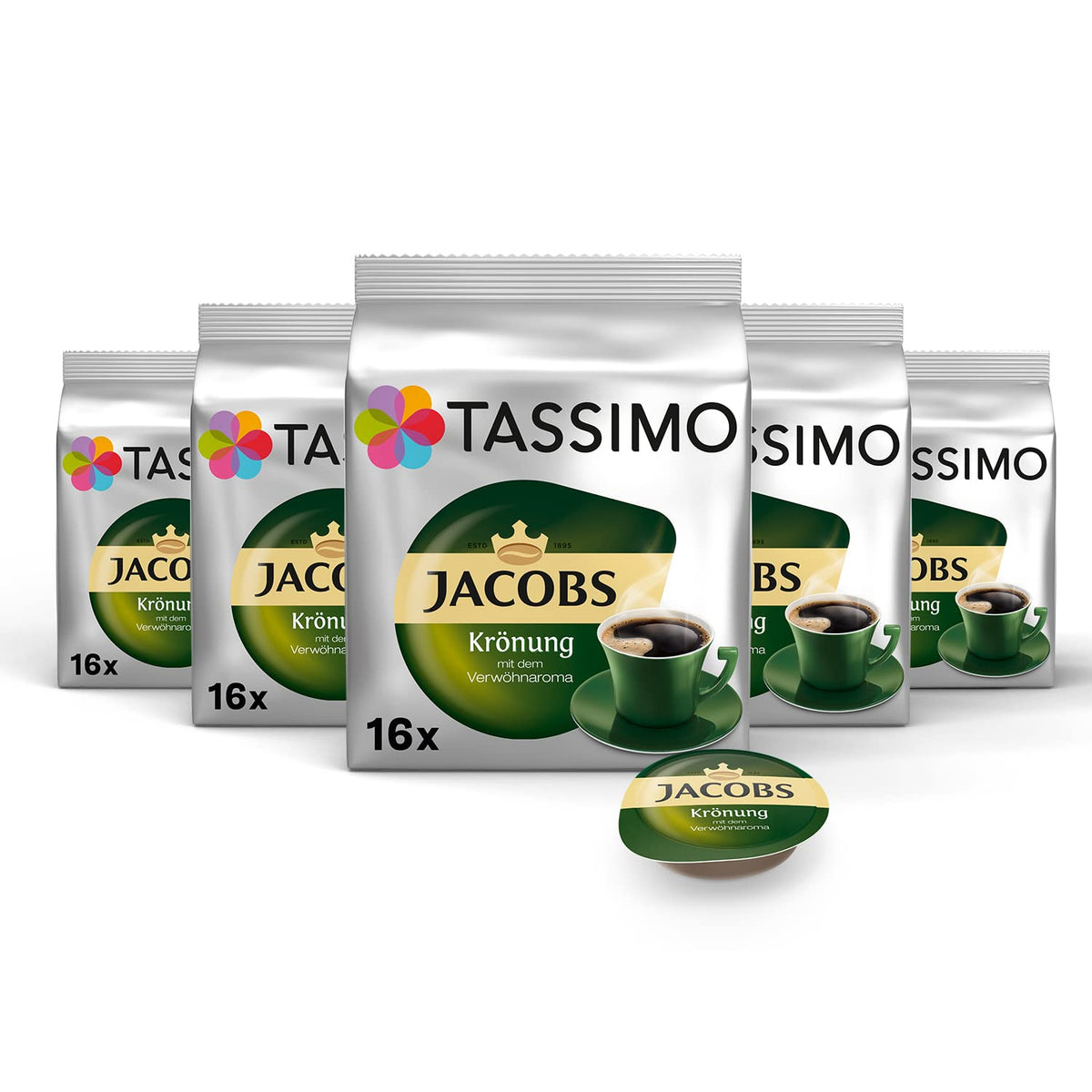 Tassimo Kapseln Jacobs Krönung, 5 x 16 Pads, 80 Kaffeekapseln
