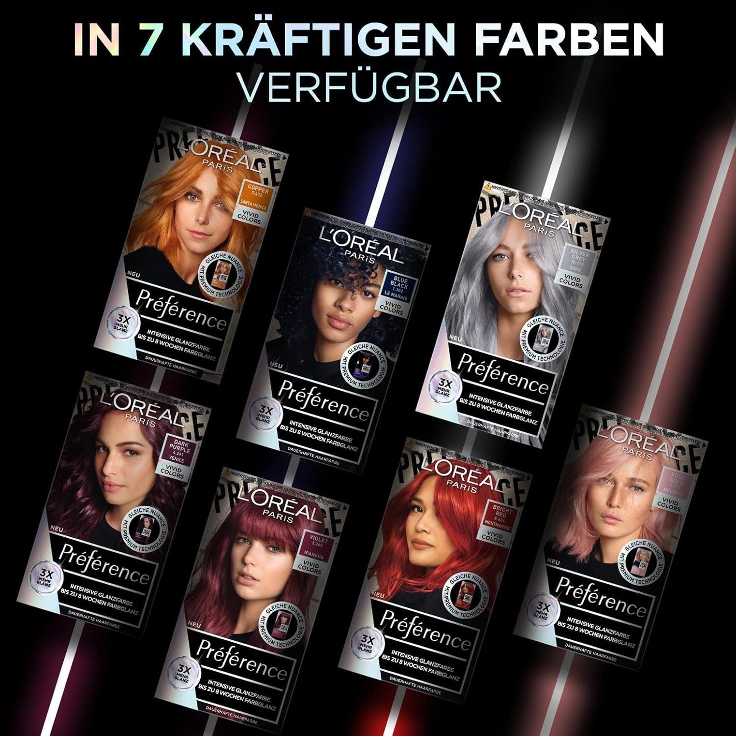 L'Oréal Paris Intensive permanent hair color, Până la 8 săptămâni de păr strălucitor și culoare intensă, Préférence Vivid Colors, Culoare: 4.261 DARK PURPLE, 1 buc (pachet de 2) Vopsea pentru par Naty Shop