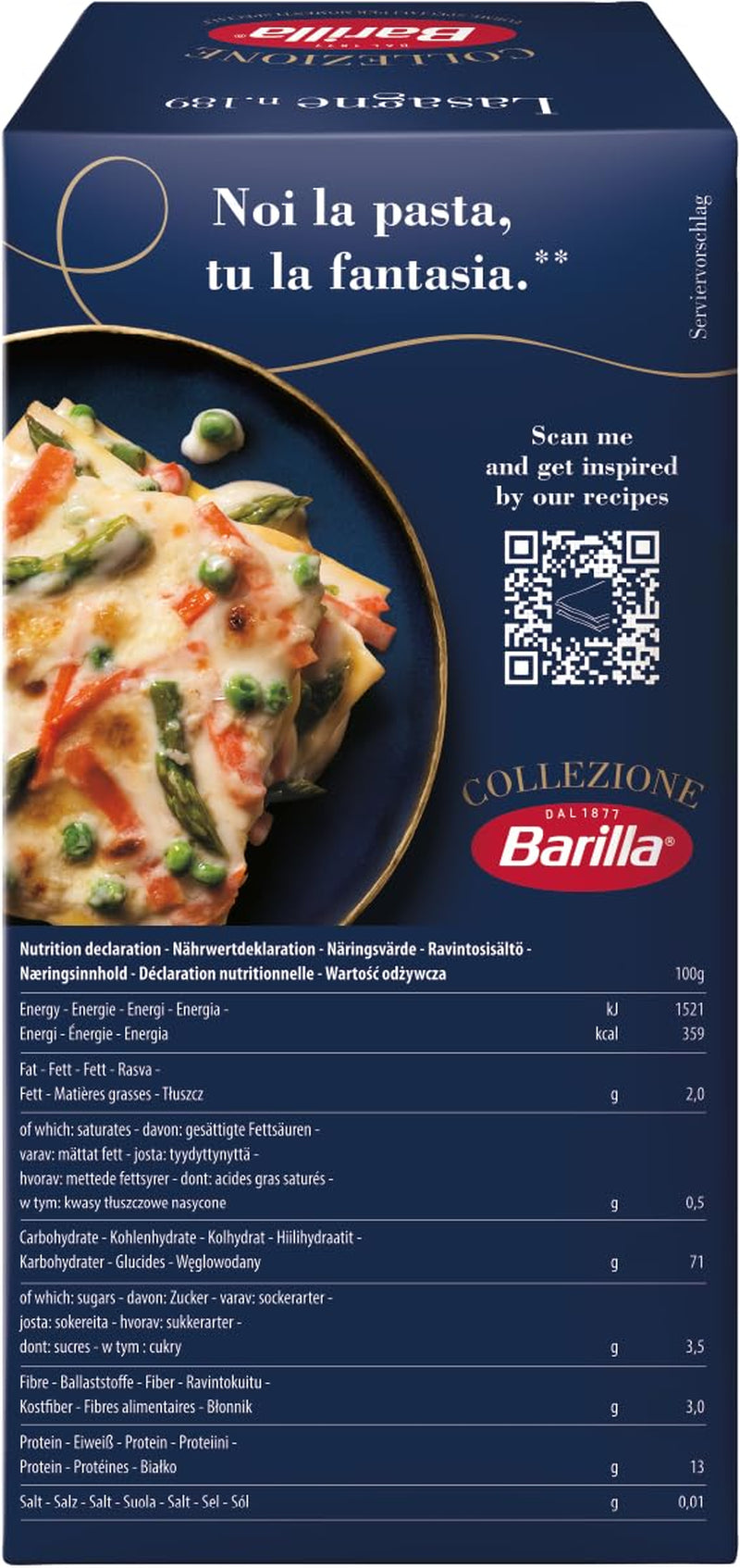 Barilla Collezione Lasagne Pasta from durum wheat, always al dente, 500g