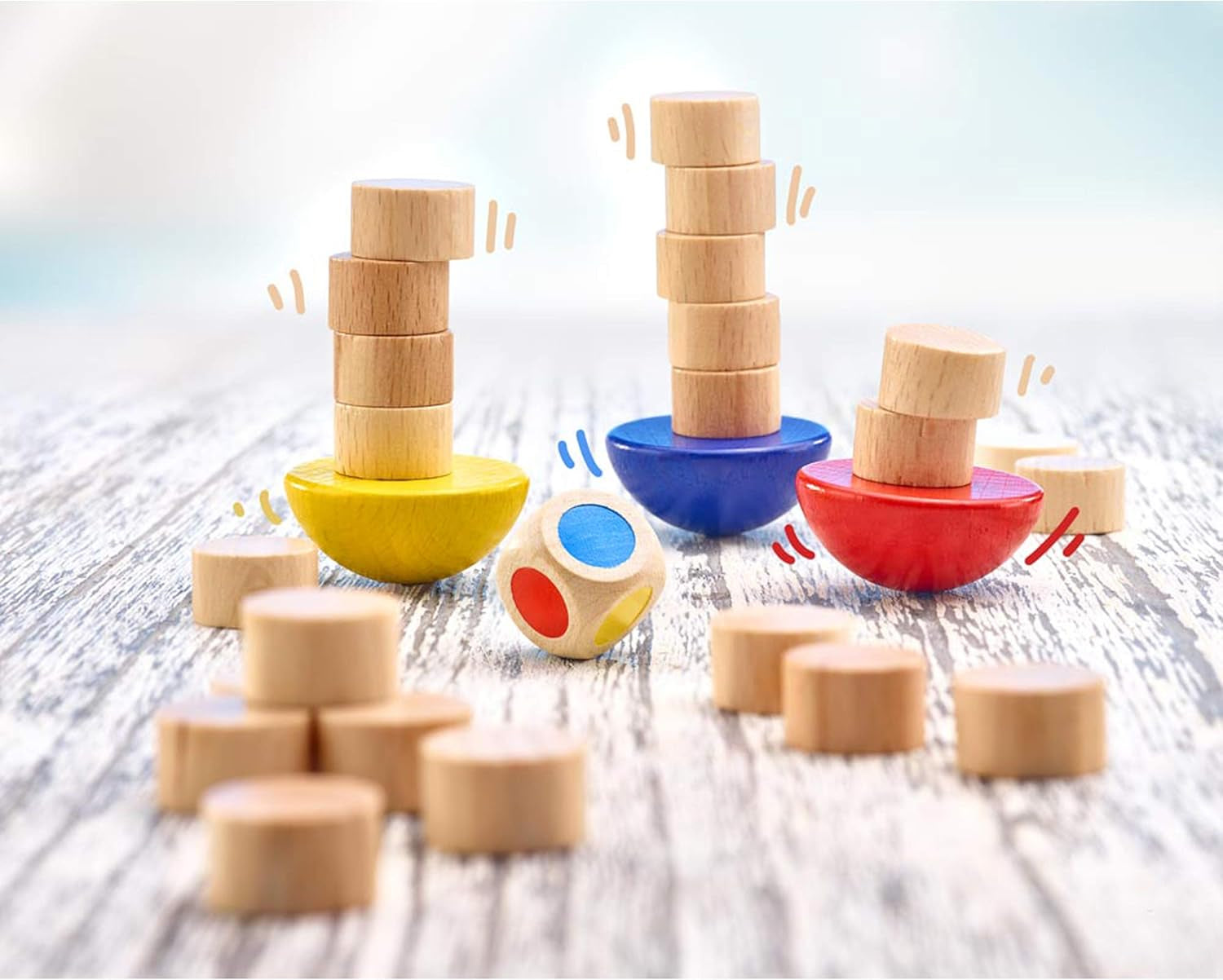 Selecta 63001 Joc de echilibru, zaruri și stivuire, multicolor