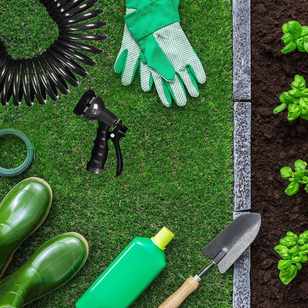 Furtun spiralat Relaxdays, extensibil până la 10 m, furtun flexibil de grădină cu pulverizator de apă, 7 modele de pulverizare, negru