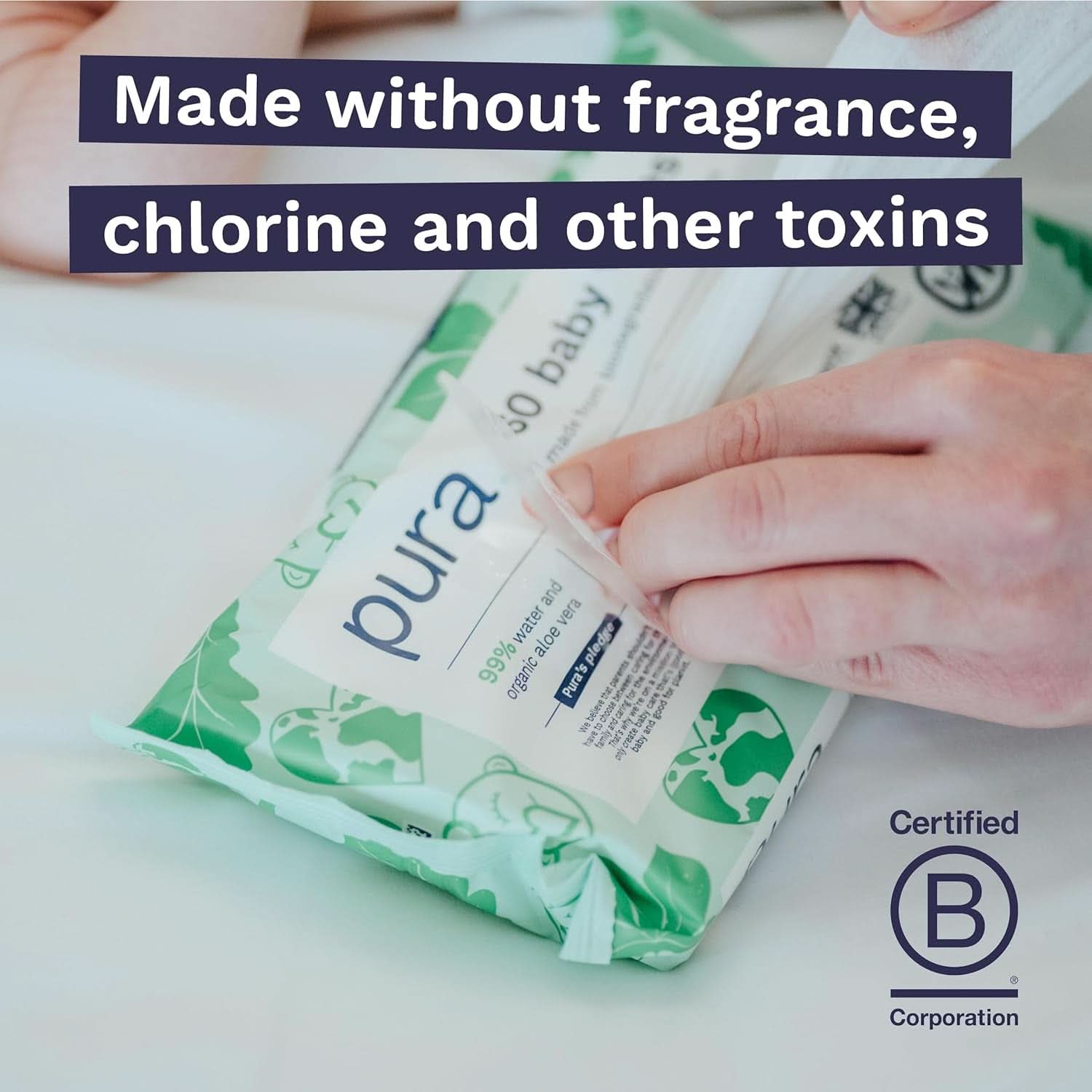 Șervețele ecologice pentru pielea sensibilă a bebelușului, 99% apă, fără plastic, biodegradabile, pentru pielea sensibilă, predispusă la eczeme, nou-născuți Servetele Umede Bebelusi Naty Shop