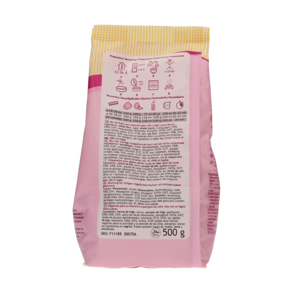 Funcakes Mix Für Red Velvet Cake: Einfach Zu Berübenender, Schön Weicher Und Flauschiger Kuchen Mit Leichtem Schokoladengeschmack, Auch Für Cupcakes Aus Rotem Samt Geeignet, Halal. 500 G. Mixture for baking and cooking Naty Shop