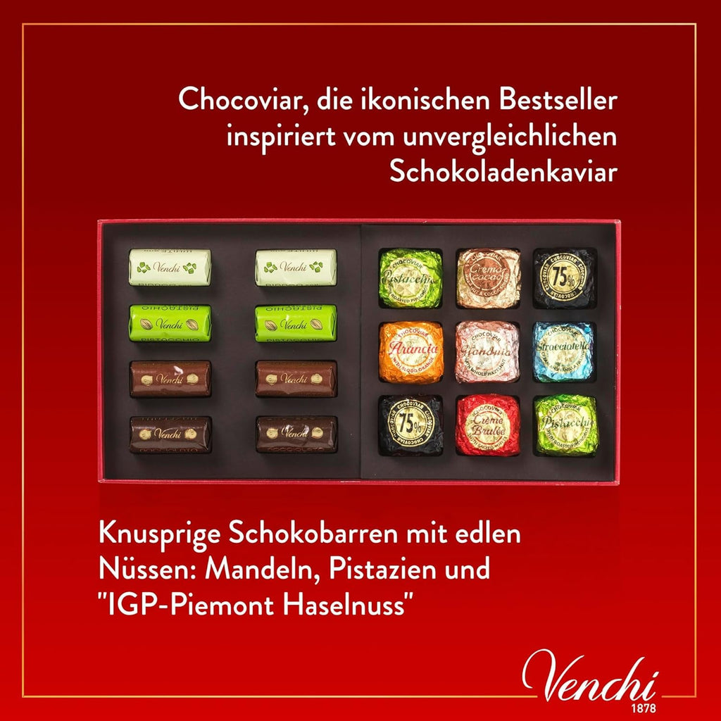 Venchi - Christmas Collection - Cutie cadou cu diverse tablete de ciocolată și ciocolată Chocoviar Bomboane de Ciocolata Naty Shop