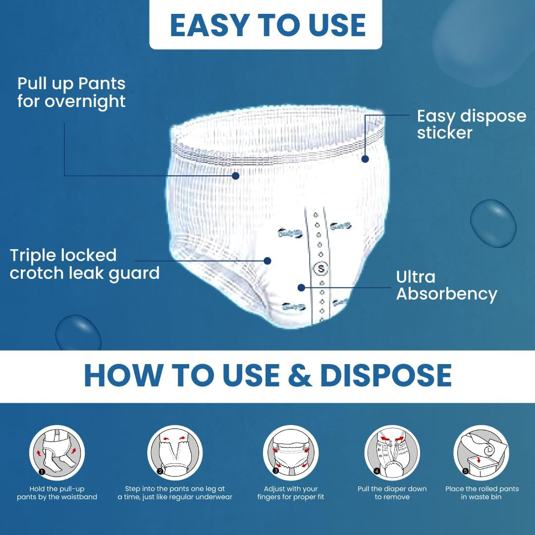 Premium Incontinence Panties for Adults, High Absorbency, Size S, 12 Pieces