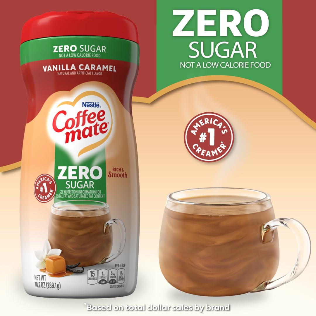 Coffee-Mate Vanilla Caramel, Sugar-Free Powdered Coffee Creamer, Kaffeesahne Pulver - Vanille Karamell - OHNE ZUCKER! from USA