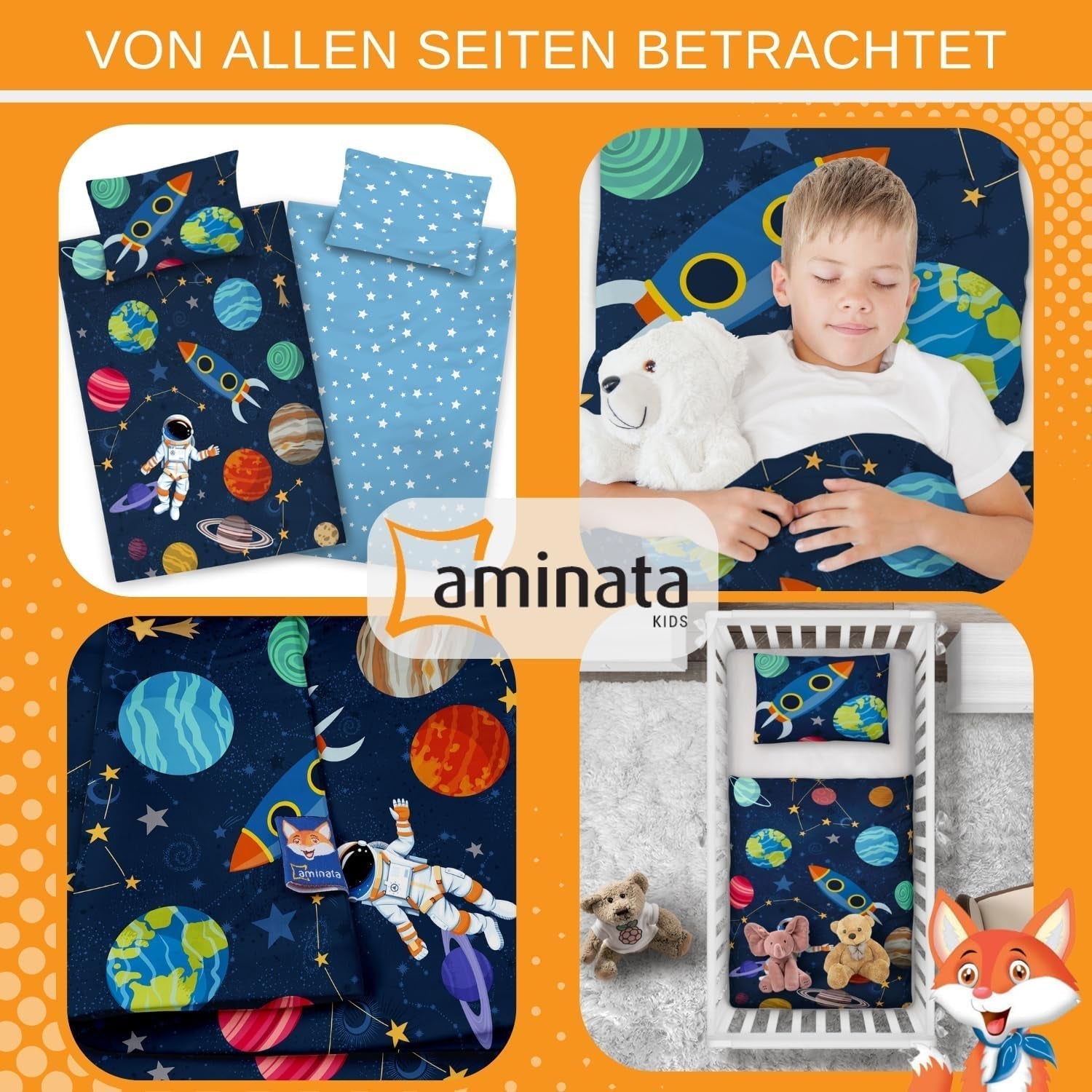 Aminata Kids children's bedding, outer space, cotton Bedding - children Naty Shop