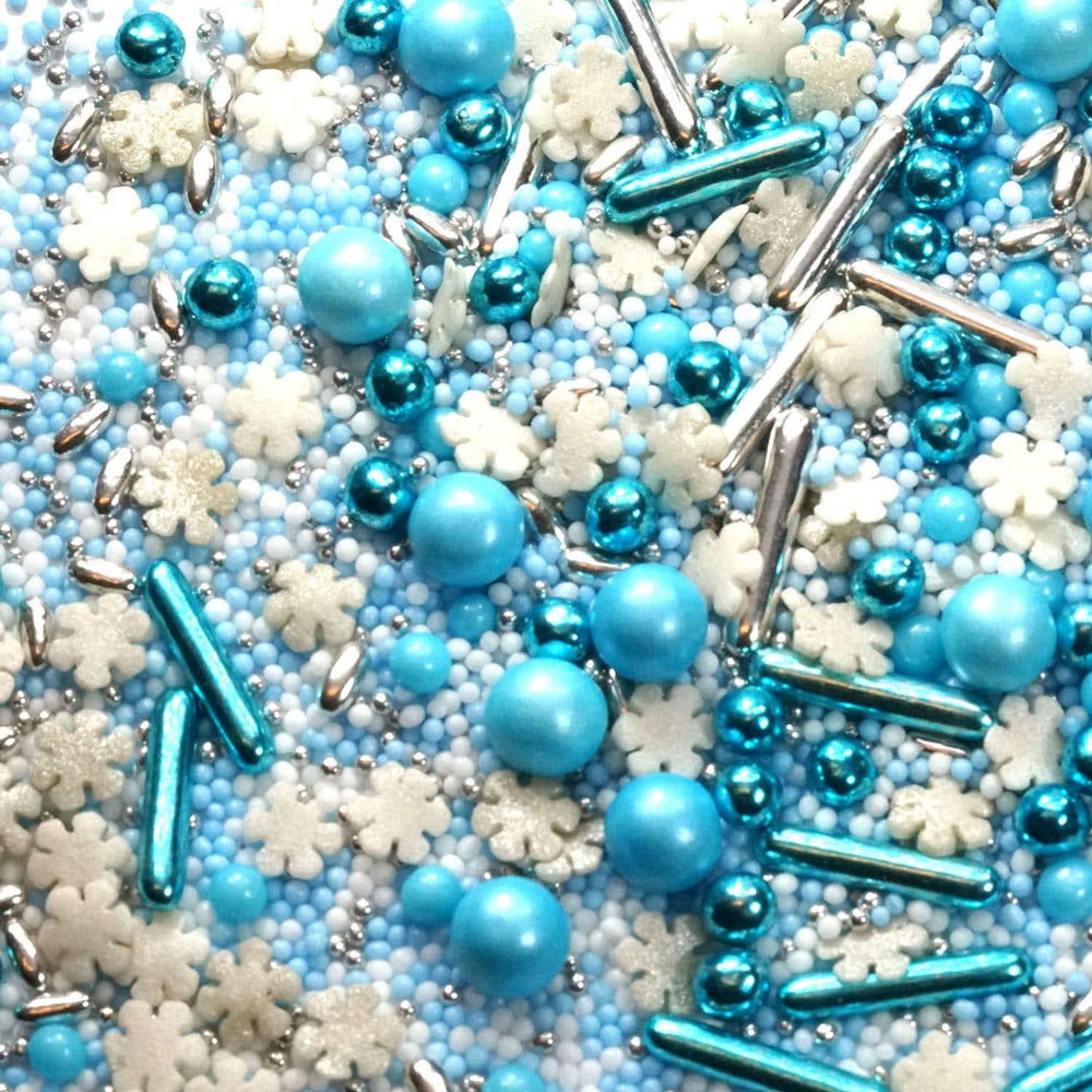 Streusel Glück, Mix Sprinkles Fulgi de zăpadă, Albastru Alb, 90 grame Sprinkles Naty Shop