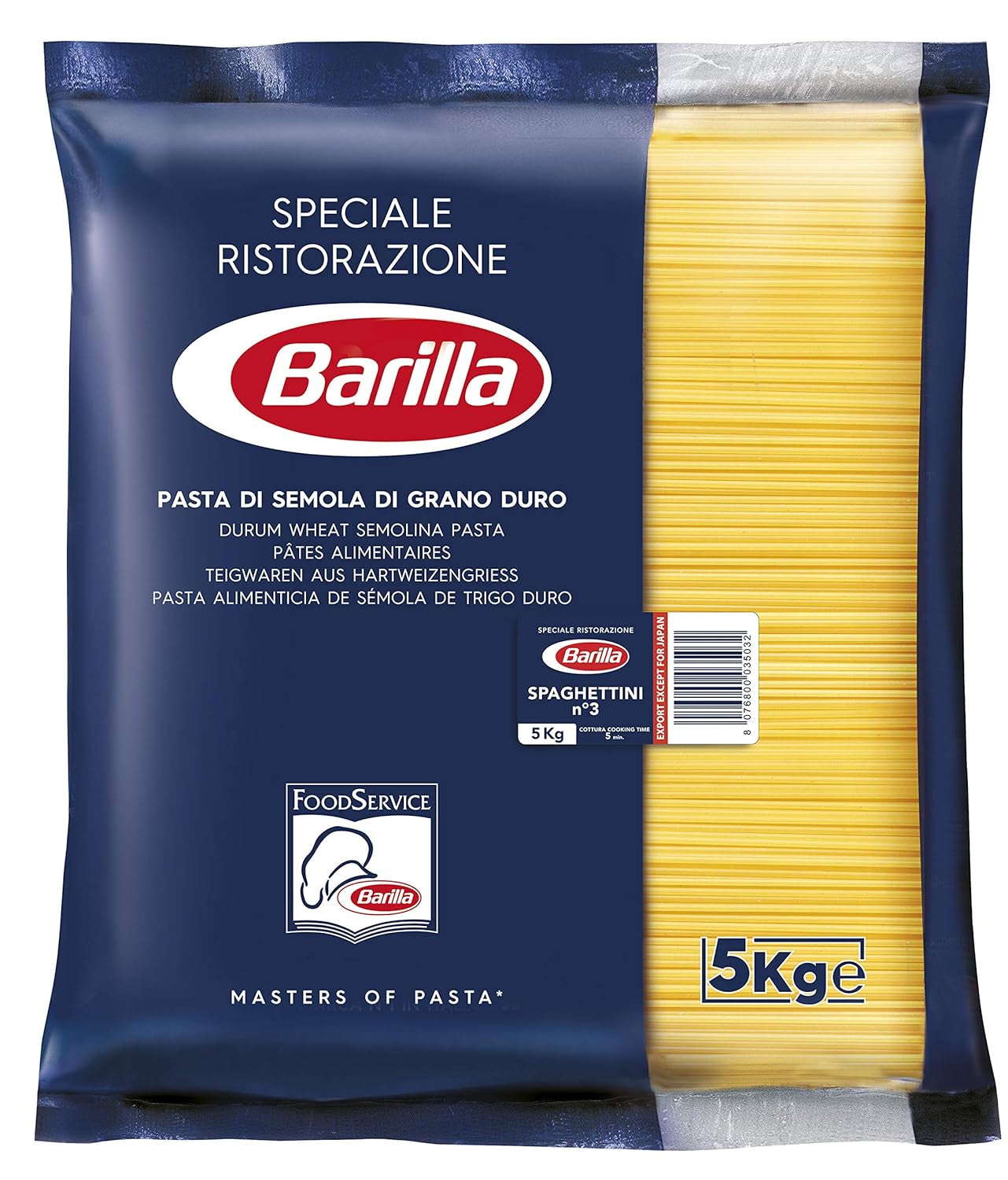 Barilla Pasta Klassische Spaghetti n.5 aus high-quality Hartweizen immer al dente, (1 x 500 g), geschmacklos