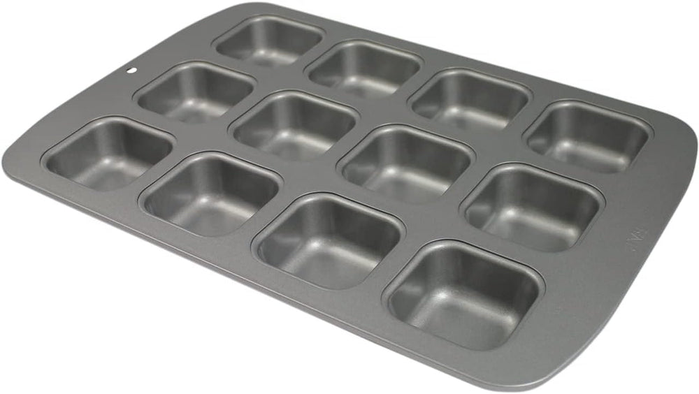 CSB106 Quadratische Antihaftbeschichtete Backform Mit 12 Minilöchern Aus Karbonstahl, Edelstahl, Silver, 37.3 X 26.1 X 3.1 Cm Molds and trays for baking Naty Shop