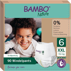 Bambo Nature Baby Diapers, Size 6 (15+ kg) - Monthly Box of 90 | Infant diapers with improved leakage protection | Maximum comfort and freedom for active children | Dermatologically tested diapers