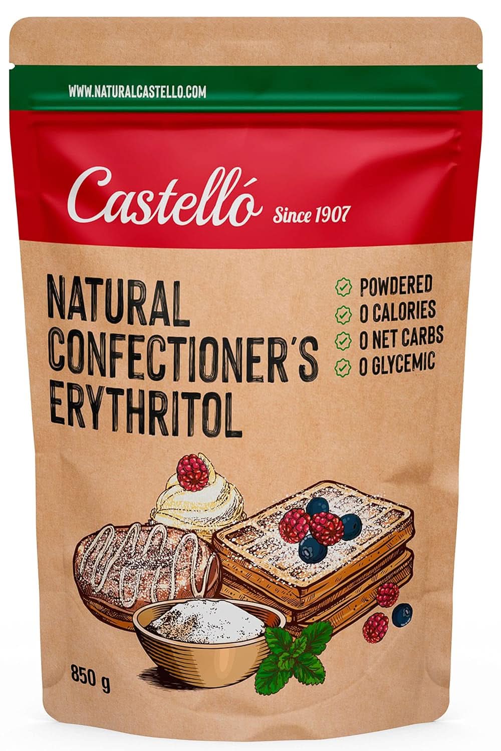 Natural Erythritol - Icing Sugar | 10G = 7G sugar, 850 grams Sweeteners Naty Shop