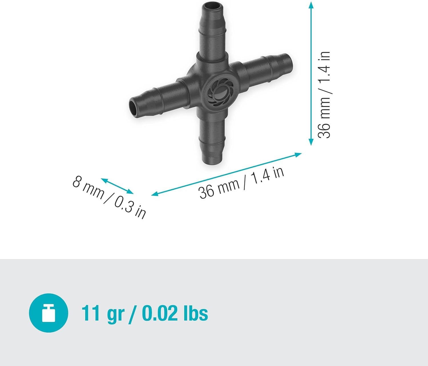 Gardena Micro-Drip-System - Racord transversal 4,6 mm (3/16 inch): Accesoriu pentru distribuție ramificată și linii de picurare, instalare fără îndoituri, cu tehnologie de conectare Easy & Flexible (13214-20)