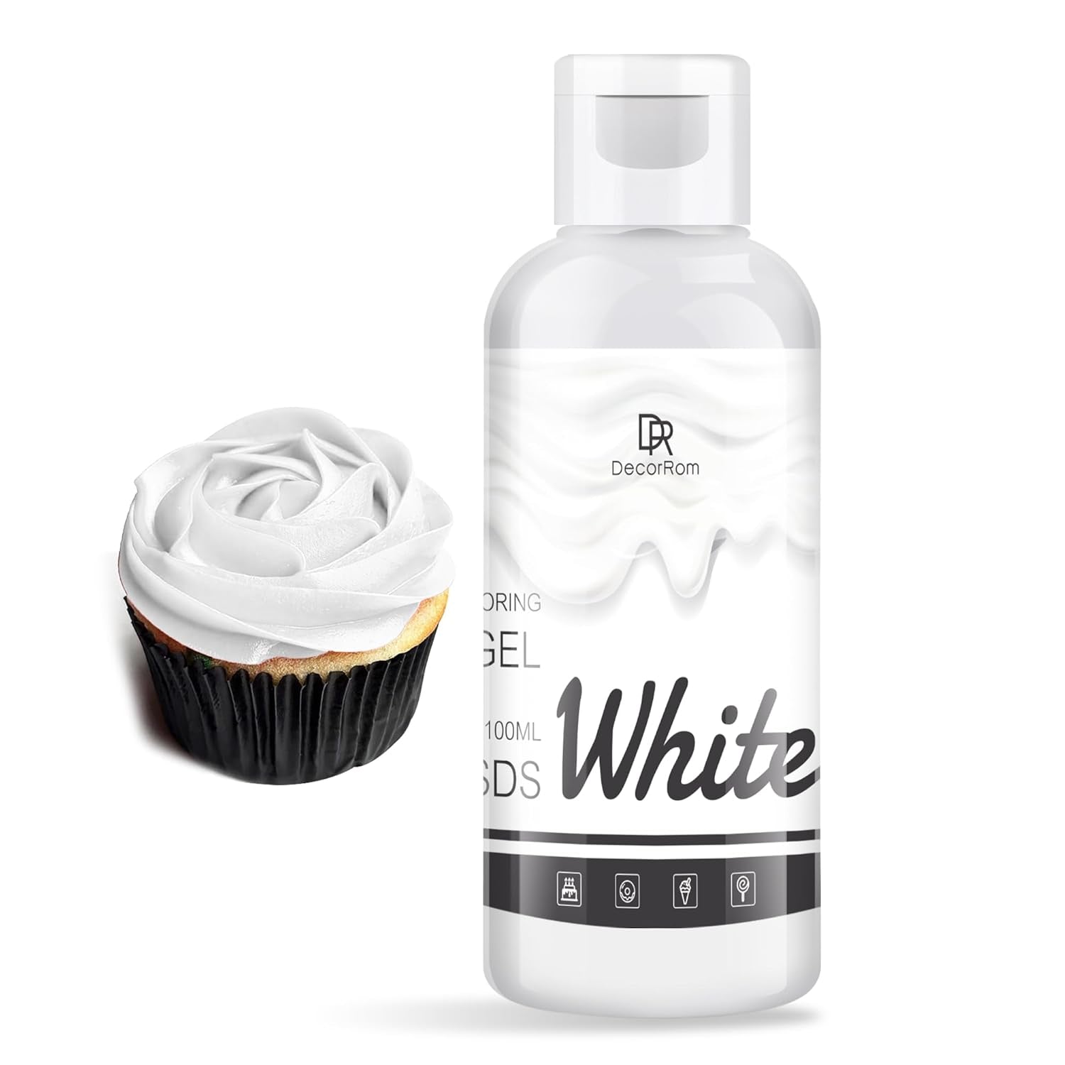 Colorant alimentar gel - 120 g coloranți alimentari concentrați pentru decorarea torturilor, copt, fursecuri, macaroane - Colorant alimentar fără zahăr pentru băuturi, decorarea torturilor, slime DIY, ou de Paște (alb)