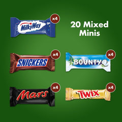 Mini Mixed Chocolate Bulk Pack, 20 Mini Chocolate Snacks (Mars, Snickers, Bounty, Twix, Milky Way), As Candy, Chocolate Gift, Candy Box, 400g