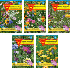 Flower Seed Set: Beneficial Insect Pack / 5 Different Flower Mixes / Suitable for Insects Like Bees, Butterflies and Other Beneficial Insects, BU01, Multicolor