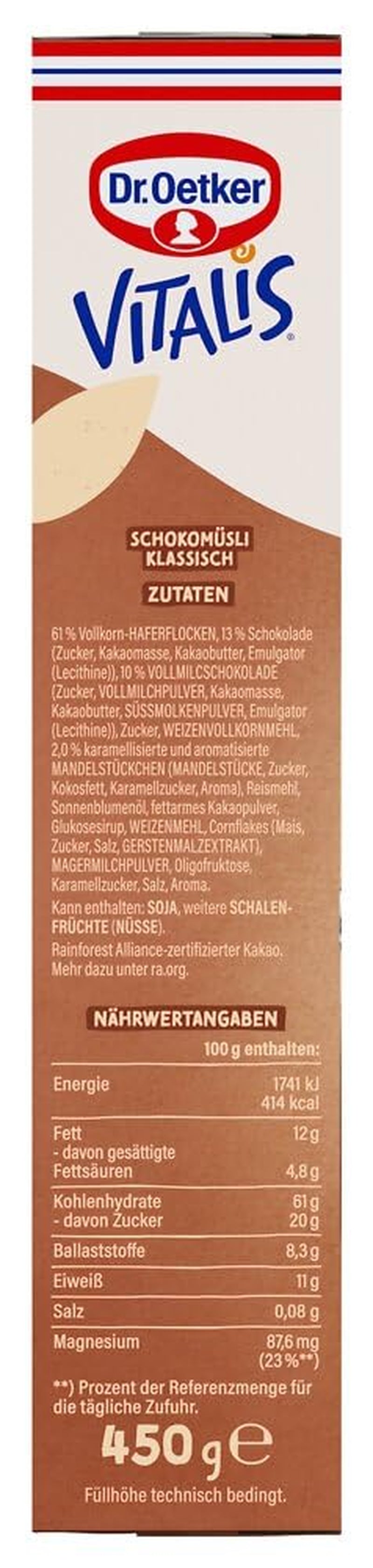 Dr. Oetker Vitalis Chocolate Muesli Classic: Breakfast muesli with milk and dark chocolate, pack of 7 (7 x 600g)