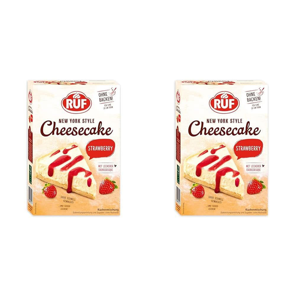 RUF New York Cheesecake Strawberry No Bake, Original American Cheesecake with Strawberry Sauce, 360 grams Kitchen Naty Shop 2 x 360 grams Strawberry Cheesecake