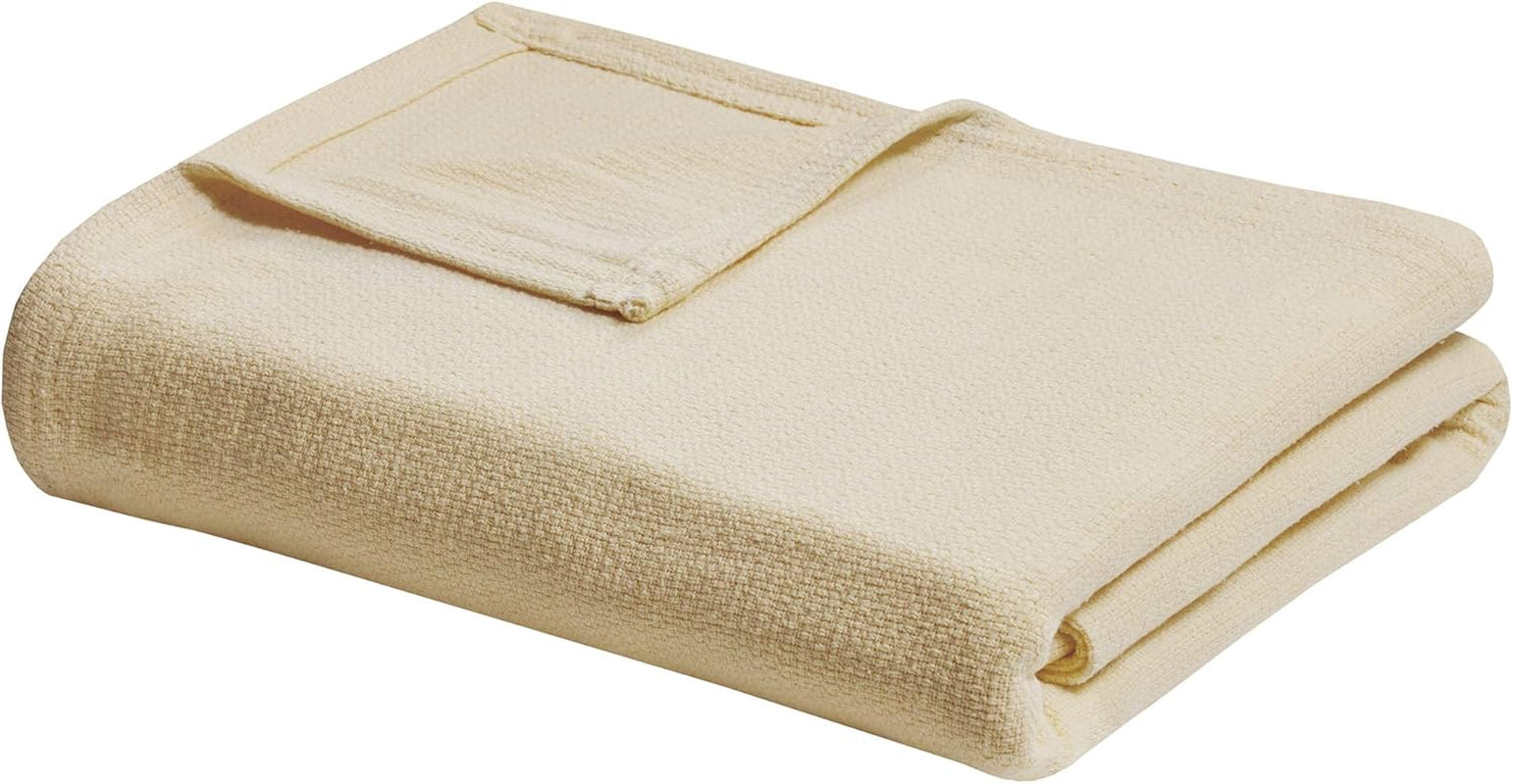 Madison Park Freshspun Wicker Twin Gray Cotton Blanket Beds and Duvets Madison Park King Yellow