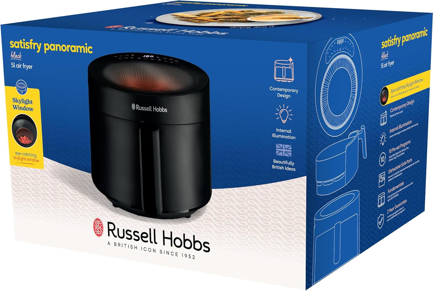 Russell Hobbs Airfryer, 5 litres, 10 programmes, viewing window Naty Shop Appliances